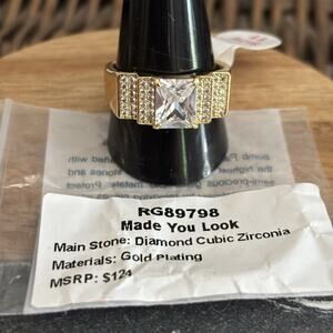 Bomb Party Ring Size 11 RG89798 “Made You Look” Diamond CZ On Yellow Gold BP